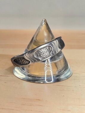Vintage Scandinavian Style Modernist Hammered Pewter Cuff Bracelet